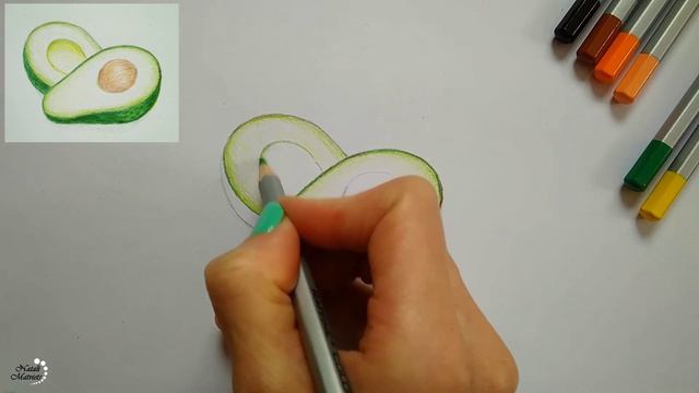 Как нарисовать авокадо обычными цветными карандашами. смотреть онлайн