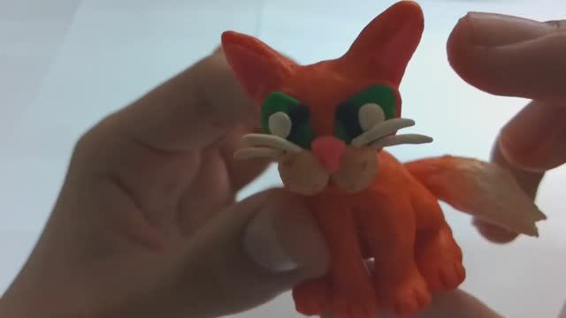 лепка рыжий кот с зелёными глазами. коллекция лепки