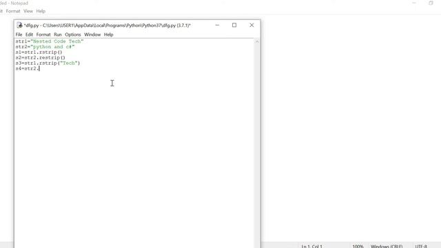 Python String- rstrip( ) method Example смотреть онлайн