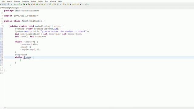 Armstrong number program in java || Without math.pow method