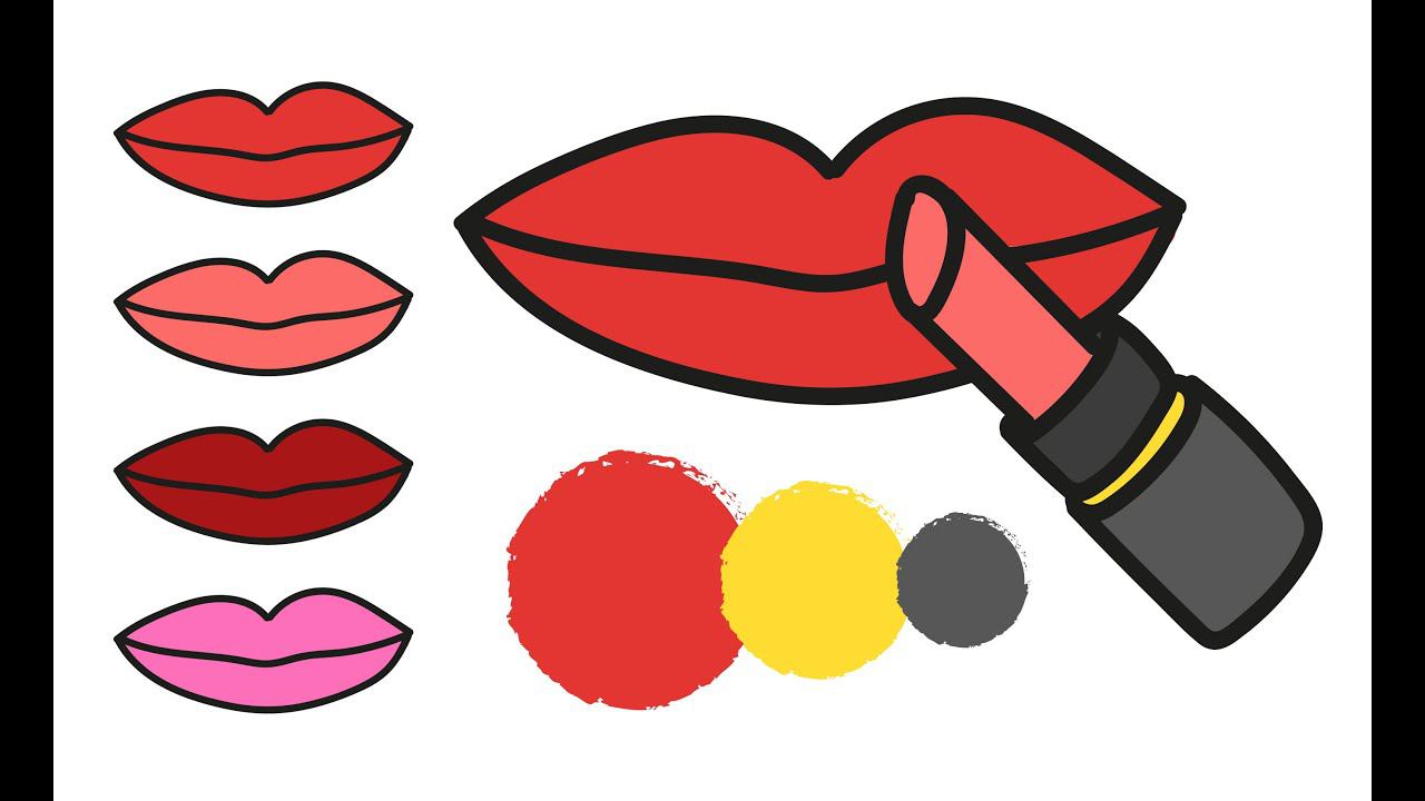 Как нарисовать ГУБЫ и ПОМАДУ / Раскраска ГУБЫ и ПОМАДА / Краски раскраски смотреть онлайн