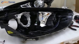 Hyundai Santa Fe  2017 г.в. Установка СВЕТОДИОДНЫХ линз OPTIMA Professional Series
