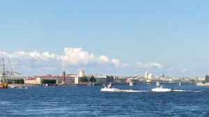 Водный кортеж президента РФ Путина В.В. на день ВМФ России 28.07.2024 в Санкт-Петербурге