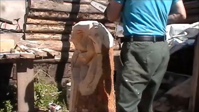 ежик скульптура из дерева-бензопилой смотреть онлайн