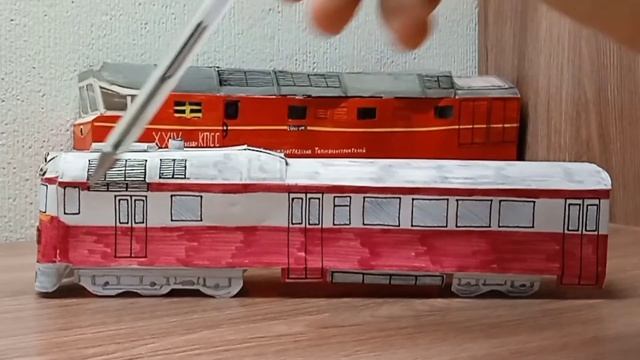 Модель дизель-поезда Д1-500 из бумаги | The model of the diesel train D1-500 is made of paper. смотреть онлайн