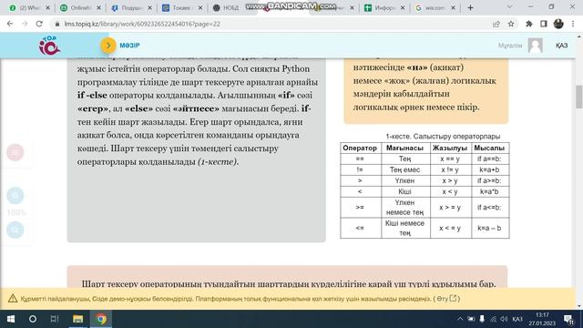 7 сынып Тармақталған алгоритмдерді программалау.