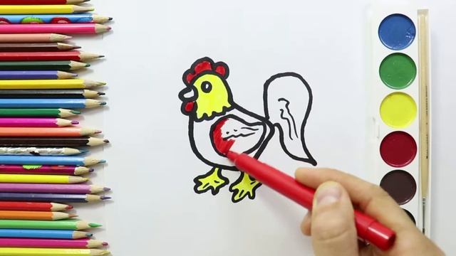 Раскраска для детей ПЕТя ПЕТУШОК!Мультик раскраска|Учение цвета|Как нарисовать и разукрасит ПЕТУШК смотреть онлайн