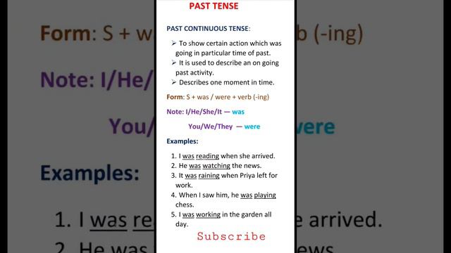 Tenses in English # past continuous tense #