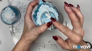 Как приклеить лепнину что бы шар висел ровно?  Елочные игрушки своими руками.