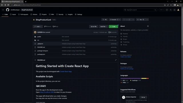 Part 3 - Deploying React, CSS ecommerce shop & product cards file to the GitHub & Git-Page #react #