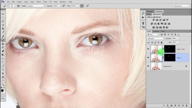 Photoshop. Приемы фотошопа глаза усиление  контраста в зрачке. Два приема  за  три минуты.