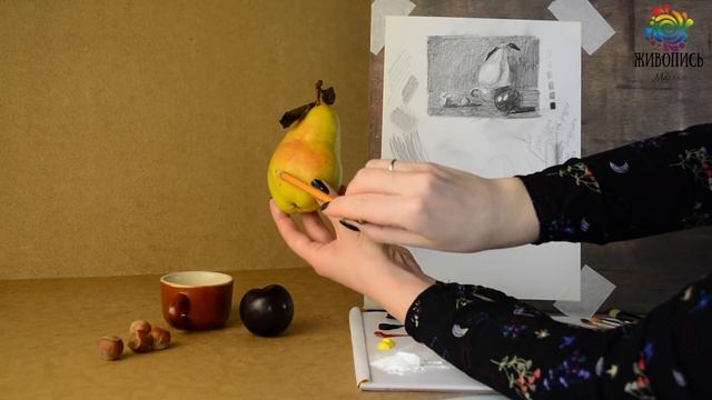 Уроки Надежды Ильиной по голландскому натюрморту - Урок 2.Анализ композиции. Рисуем этюд с грушей смотреть онлайн