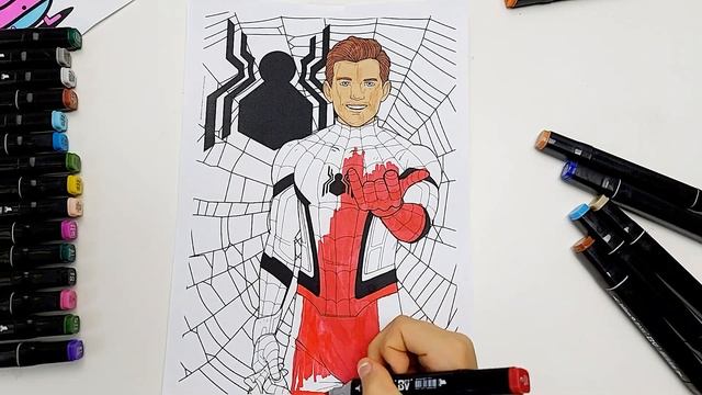 Как нарисовать ЧЕЛОВЕК ПАУК рисование для детей фломастерами смотреть онлайн