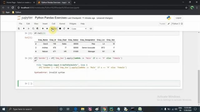 Python Exercise #7: Working with Pandas data frame in python