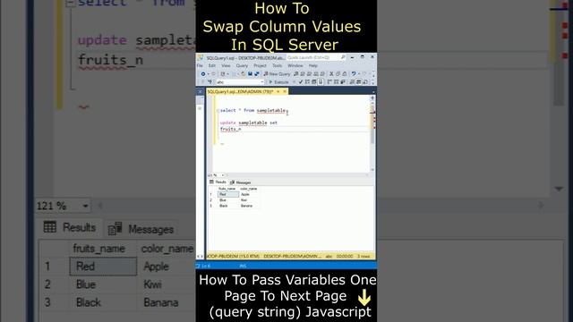 Swap Table Column Values In SQL Server Database #sqlserver