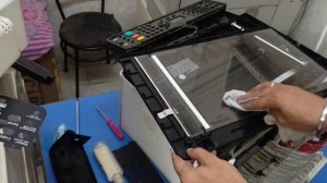 kyocera ECOSYS M2040dn. printing black center portion issue solved. How to clean glass.