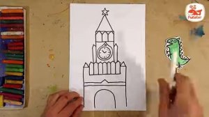 Как нарисовать КРЕМЛЬ Московский.  Спасская башня от РыбаКит.