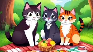 Мультик Приключения Трех Котят на Веселом Пикнике. Сказки для детей