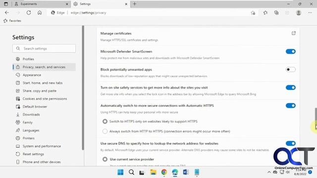 Enable Secure HTTPS Only Connections in Google Chrome and Microsoft Edge