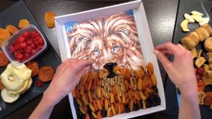 Как сделать картину из сухофруктов "Лев".