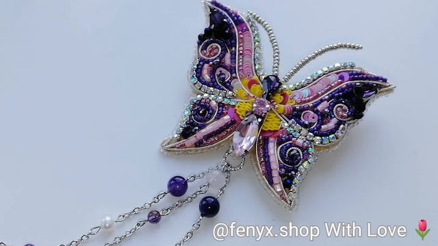 Брошь бабочка и цветок. Брошь из бисера и пайеток своими руками. Brooch butterfly. смотреть онлайн