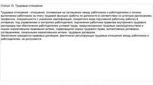 Статья 15 ТК РФ. Трудовые отношения