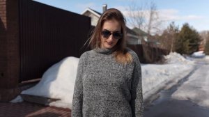 Серый свитер из кашемира. Вязание спицами.