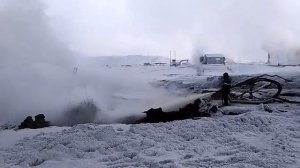 Земснаряд производства НПО ЗЕМСНАРЯД, Санкт-Петербург. Гидронамыв зимой в  -47.