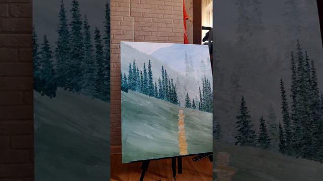 Пейзаж маслом. Таймлапс #картина #картинанахолсте #масло