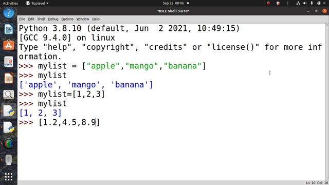 Python list data type example2