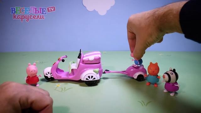 Свинка Пеппа (Peppa Pig) и мотороллер с прицепом. Обзор игрушки смотреть онлайн