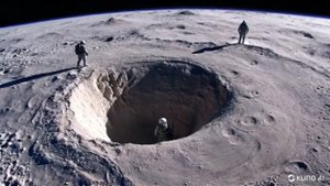 Astronauts run on the moon.