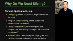 Lecture "Program Slicing (Part 1, Introduction)" of "Program Analysis"