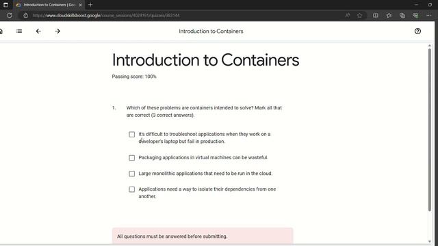 Introduction to Containers Quiz Answers| Getting Started with Google Kubernetes Engine| Google Clou смотреть онлайн