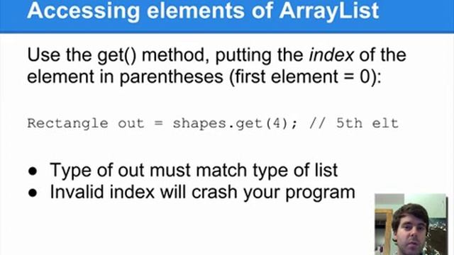 Using the ArrayList class