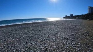 Черное море пляж набережная зимой [Абхазия Пицунда Курорт Пицунды 5]