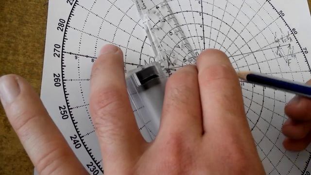 РЛС л.р. 4.1, МАНЕВРЕННЫЙ ПЛАНШЕТ, Решения задачи, расхождение с одним судном, поворот вправо