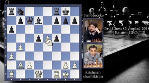 Chess Olympiad 2018: Krishnan Sasikiran vs Jiri Stocek