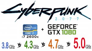 Cyberpunk 2077 - i7 2600k 3.8 ГГц, 4.3 ГГц, 4.7 ГГц, 5.0 ГГц