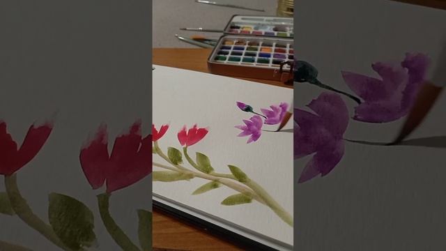 Рисую цветы/акварель. смотреть онлайн