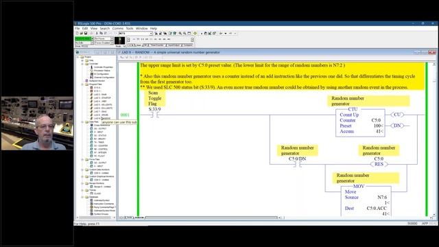 PLC Programming - Random Number Generator Example Ladder Logic. Live