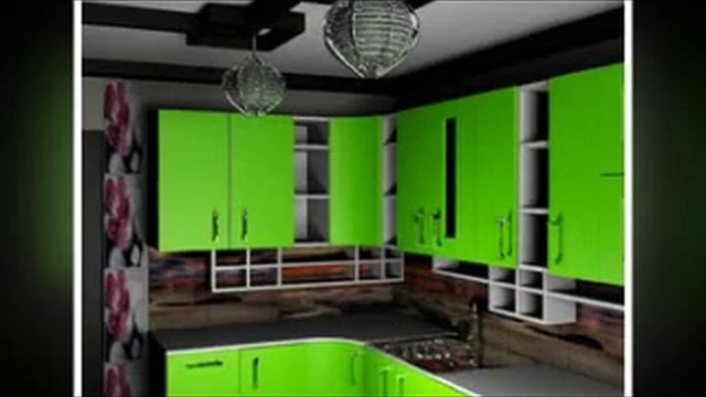 дизайн кухни ярко зеленого цвета, с незамысловатым интерьером