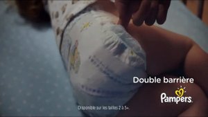 Pampers BabyDry - double barrière anti fuite "1 couche pampers = 1 nuit bien au sec" Pub 30s