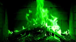 ?? Halloween Fireplace 4K (12 HOURS). Green Fireplace with Crackling Fire Sounds