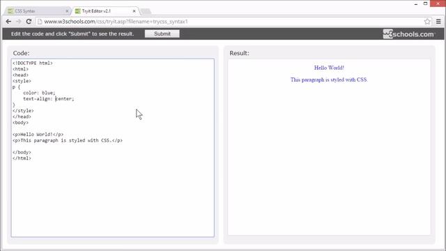 W3Schools CSS Syntax Tutorial