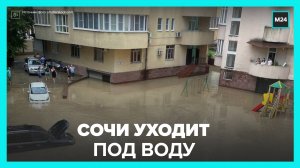Аэропорт и дома Сочи затопило из-за сильных дождей и вышедших из берегов рек - Москва 24