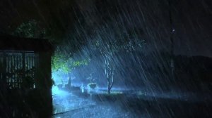 Heavy Rainstorm in Garden House with Lightning Flashed & Thunder Rumbled, Rain Sounds for Sleeping