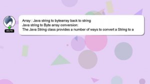 Array : Java string to bytearray back to string