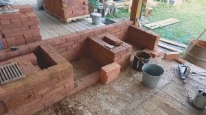 Мангал и печь для казана из кирпича