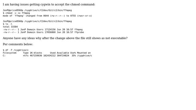chmod +x not working in Cygwin смотреть онлайн